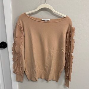Ruffled Sleeve Tan/dusty pink Sweater